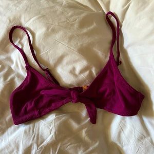2/$30 raspberry white fox swim bikini top